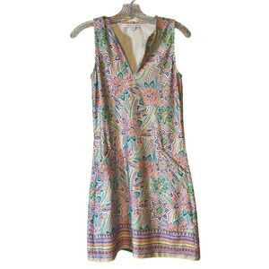 America & Beyond Sleeveless Shift Dress Tropical Floral Print EUC Size S